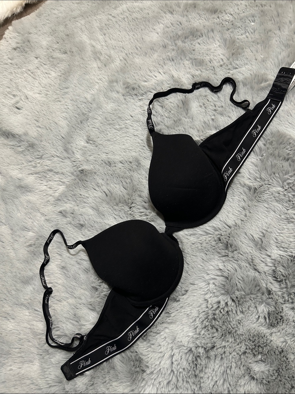 PINK Victoria's Secret Black Padded T-Shirt Bra with Branded Band